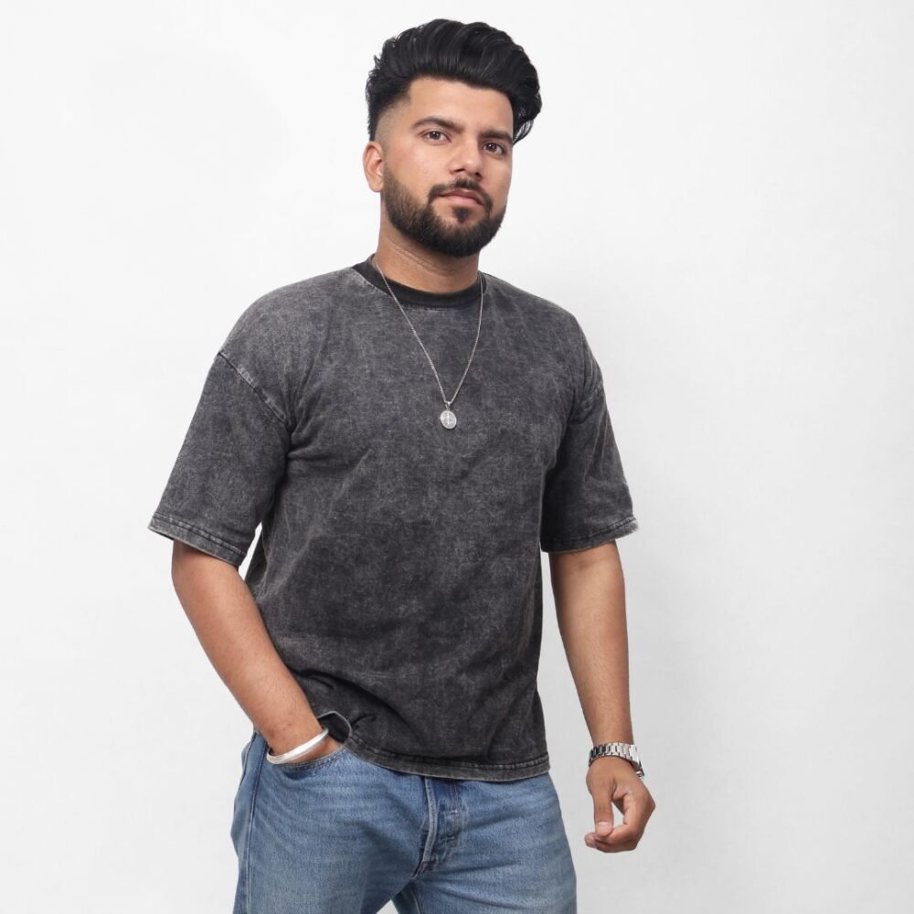 Charcoal Black Oversized T-Shirt - Image 4