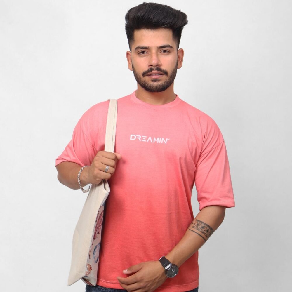 Double Dye Pink Oversized T-Shirt - Image 4